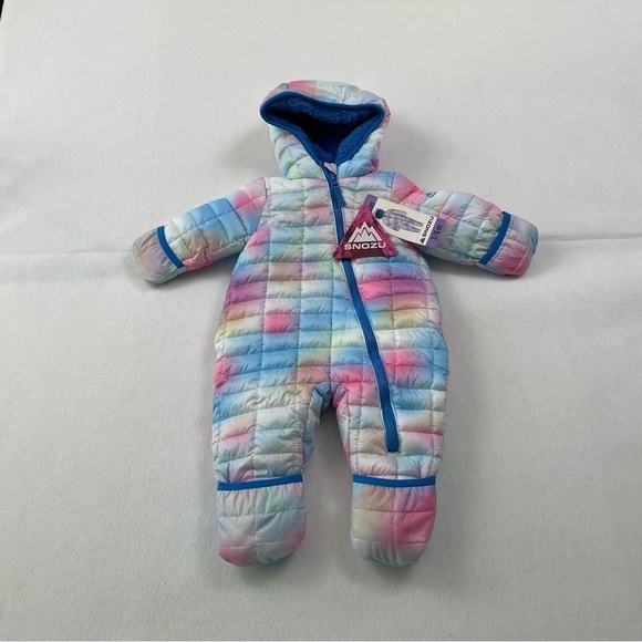𝅺NWT Snozu Pastel Quilted Puffer Infant One Piece 3-6 Month Snowsuit - Picture 1 of 4